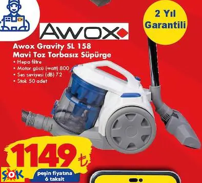 AWOX GRAVİTY SL 158 MAVİ TOZ TORBASIZ SÜPÜRGE